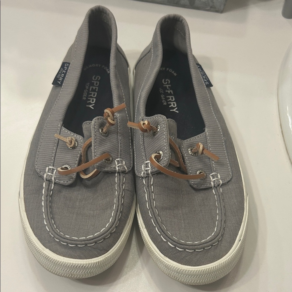 Sperry Gray Canvas Slip-On Shoes